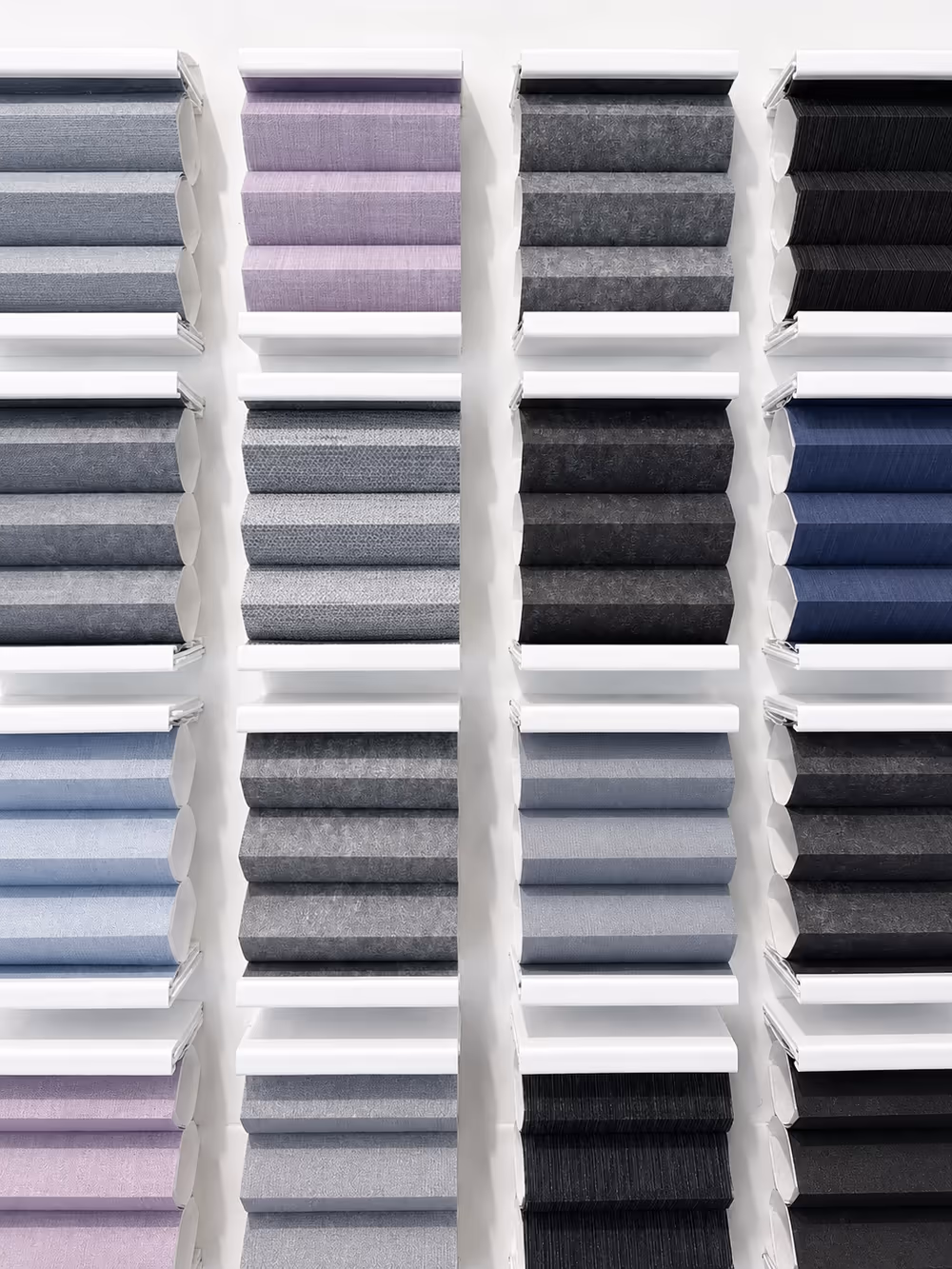 Hunter Douglas Duette honeycomb shade fabric and color samples at La Grange Window Coverings showroom in Windsor, Sonoma County