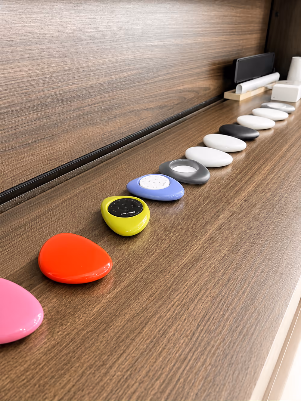 Hunter Douglas PowerView Pebble scene-control remotes at La Grange Window Coverings, serving smart home automation across Windsor and Sonoma County